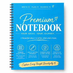 Caderno Minimalista Azul com Espiral