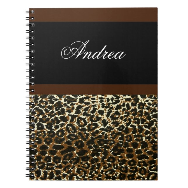 Caderno Monogrammed do impressão do leopardo (Frente)