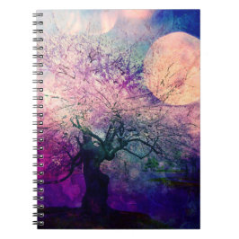 Caderno Mystical da lua da árvore e da noite