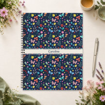 Caderno Naval Floral Borboletas Pássaros Coloridos