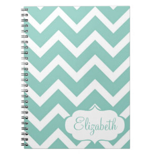 Caderno personalizado Chevron azul e branco