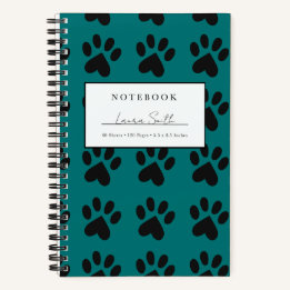 Caderno Personalizado com Impressão de Pata Preto