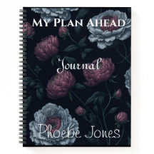 Caderno Personalizado com Nome Peonies Elegante