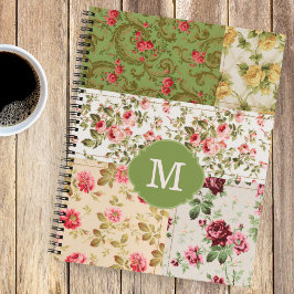 Caderno Personalizado com Rosas em Patchwork e Mon