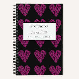 Caderno Personalizado Coração Partido Magenta
