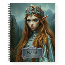 Caderno Personalizado da Rainha Elfa com Nome Cust