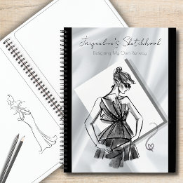 Caderno Personalizado de Esboços de Moda Chic