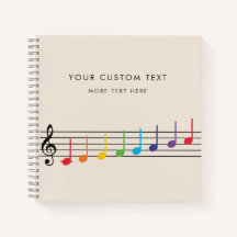 Caderno Personalizado de Notas Musicais Arco-íris 