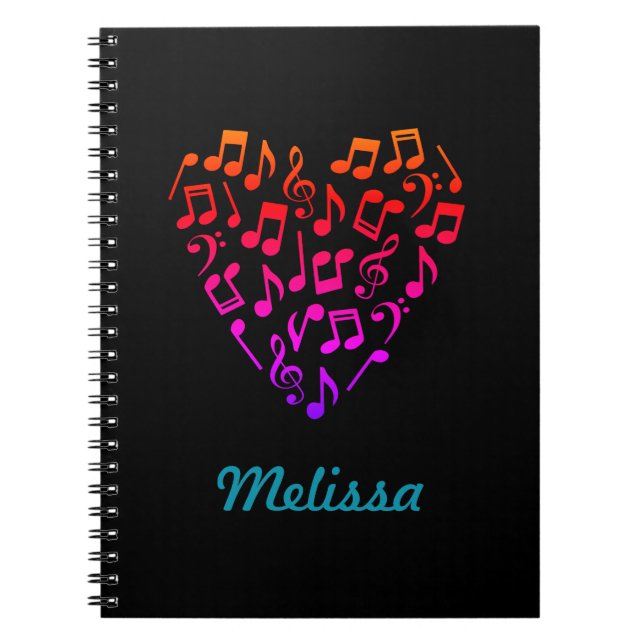 Caderno personalizado do coração da música do (Frente)