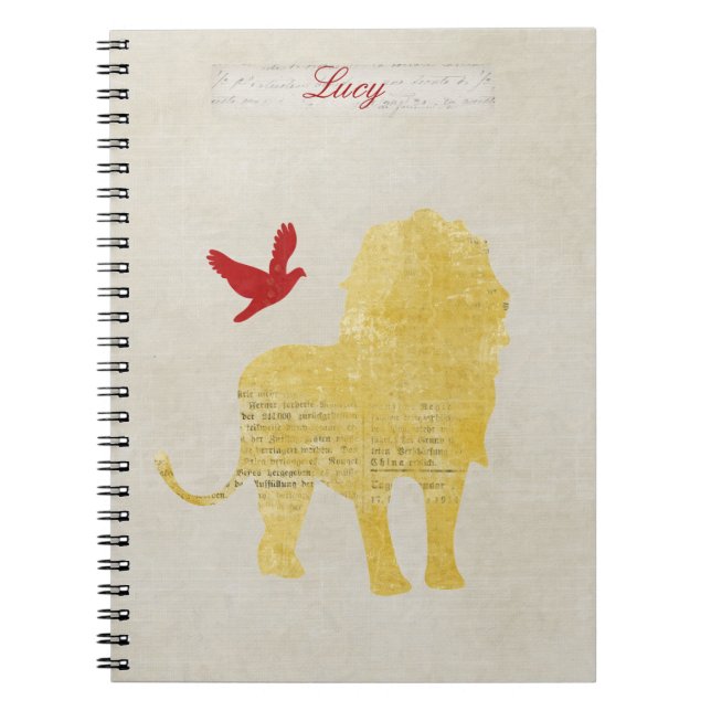 Caderno personalizado do leão silhueta Dourado (Frente)
