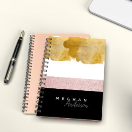 Caderno Personalizado Dourado e Rosa Elegant Shine