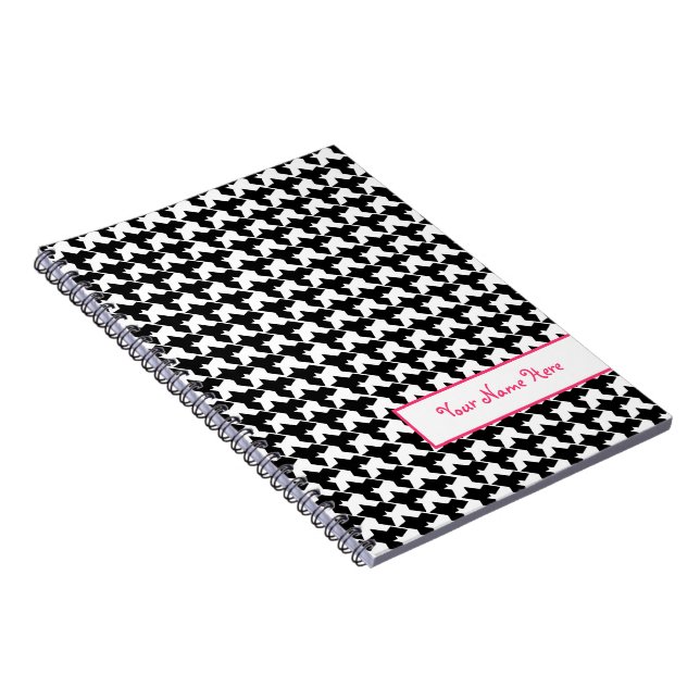 Caderno personalizado espiral de Houndstooth (Lado Direito)