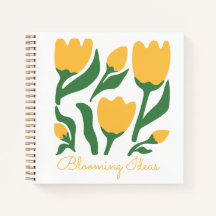 Caderno Personalizado Estética de Tulipas Amarelas