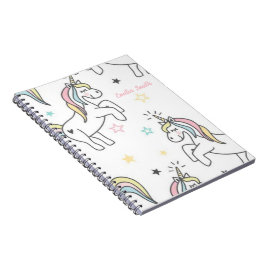 Caderno Personalizado Estiloso Unicórnio Rosa