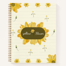 Caderno Personalizado Flor Amarela