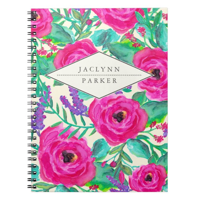 Caderno personalizado floral fresco (Frente)
