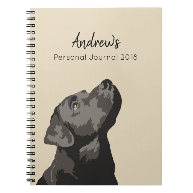 Caderno personalizado Labrador preto do Diário (Frente)