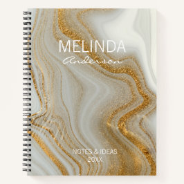 Caderno Personalizado Mármore Dourado para Estudan