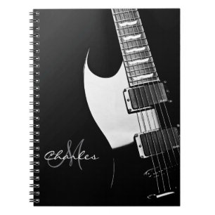 Caderno personalizado preto e branco da música da