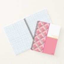 Caderno Personalizado Quadrados Geométricos Rosa
