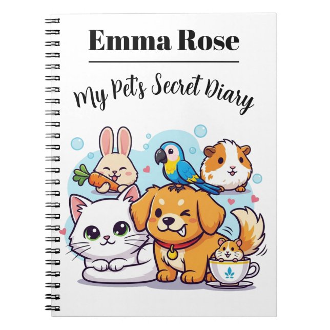 Caderno Personalizável Animais de Estimação Cartoo (Frente)