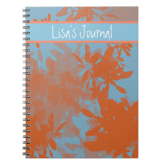 Caderno Personalizável Folha Azul e Laranja