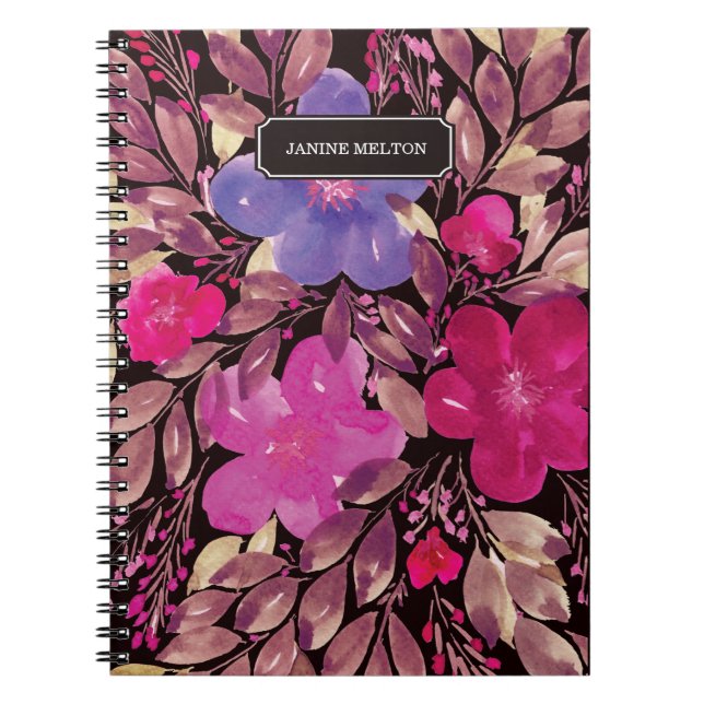 caderno pintado mão das flores (Frente)