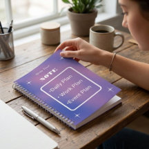 Caderno planejador de estrelas em gradiente