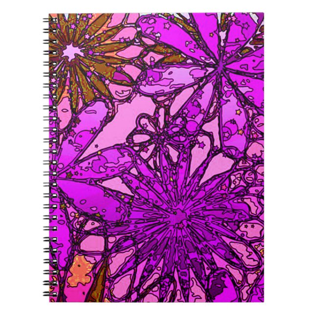 Caderno psicadélico de flower power (Frente)