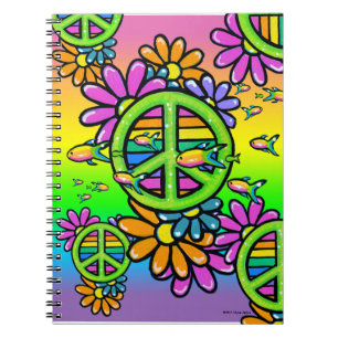 Caderno psicadélico do Hippie da flor da paz do