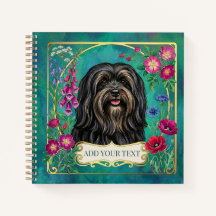 Caderno Quadrado Personalizado Lhasa Apso Preto e