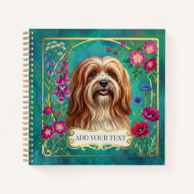 Caderno Quadrado Personalizado Lhasa Apso Vermelho