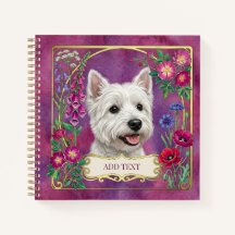 Caderno Rosa Personalizado do Cão West Highland