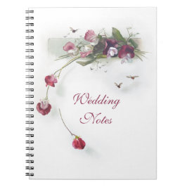 Caderno roxo das ervilhas doces do vintage