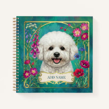 Caderno Teal Personalizado Bichon Frise