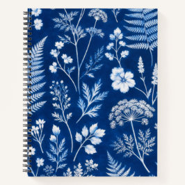 Caderno Universitário Azul Botânico Floral