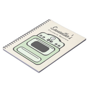 Caderno verde retro da receita do fogão
