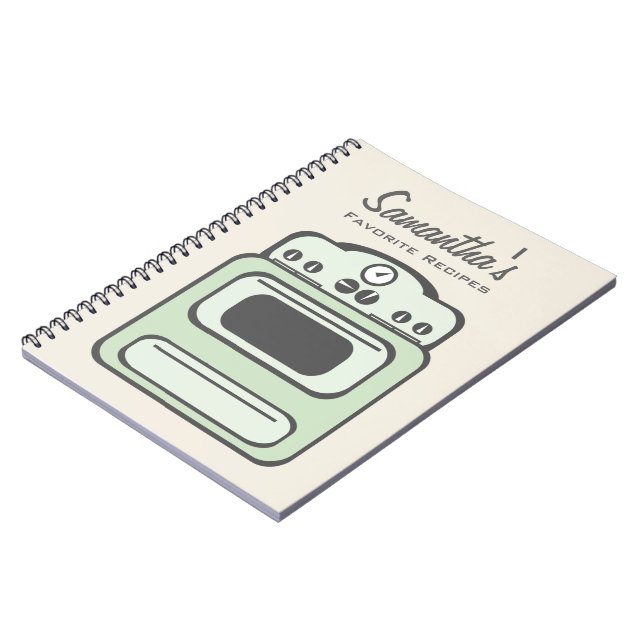 Caderno verde retro da receita do fogão (Left Side)