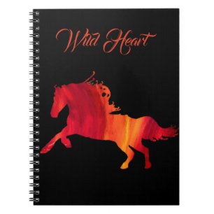 Caderno vermelho da arte do cavalo do coração