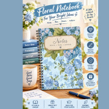 Caderno Vintage Nivea literatura | Floral Azul