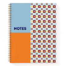 Caderno Xadrez Explosão Solar Laranja Azul-Celeste