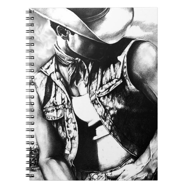 Cadernos com Desenho de Cowboy de Arte Fina (Frente)