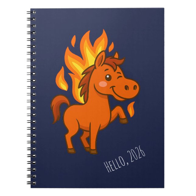 Cadernos espiral com um cavalo vermelho (Frente)