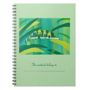 Cadernos Personalizados de Camaleão Verde Abstrato