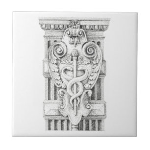CADUCEU 4,25" Azulejo Quadrado de Cerâmica