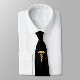 Caduceu Dourado Médico em Gravata Preta