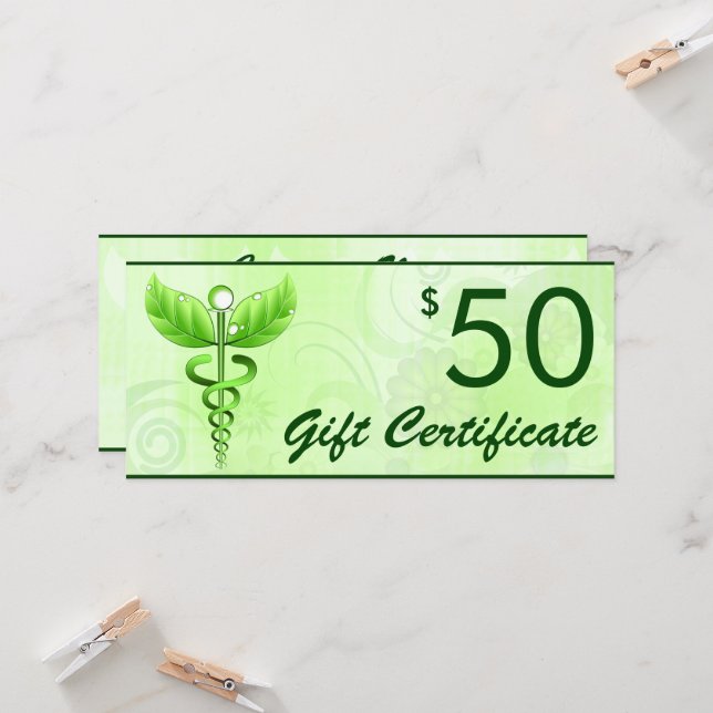 Caduceus Alternativo Medicine $50 Gift Voucher (Frente/Verso In Situ)