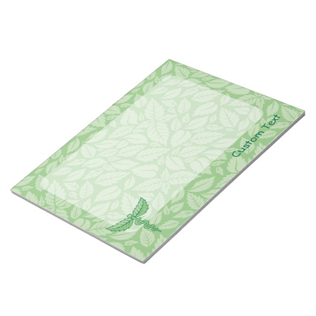 Caduceus com Bloco de Notas de Fundo de Folhas (Inclinado)