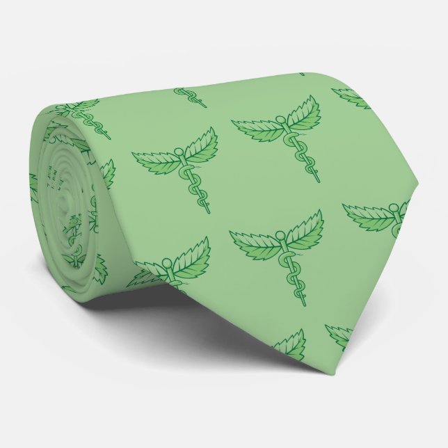 Caduceus com Gravata de Pescoço de Folhas (Rolled)