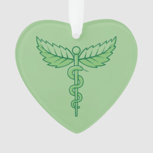 Caduceus com Ornamento de Folhas